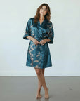 Angie - Midnight Moon: Short and elegant satin kimono