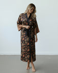 Sanur – Floral Blue: Long Silk Kimono