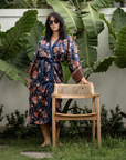 Sanur – Floral Blue: Long Silk Kimono