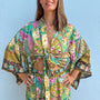 Giulia — Short kimono &amp; printed flowing pants set - Botanical Awakening