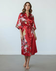 Amaya – Intense Red: Long satin night kimono, comfort and elegance