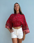 Giulia – Rouge framboise : Kimono court d’été, léger et élégant
