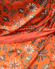 Kuta – Orange fleuri : Kimono long en soie