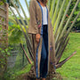 Charlize - Vert olive : Kimono long bohème, fluide et élégant en toute occasion