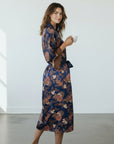 Sanur – Floral Blue: Long Silk Kimono