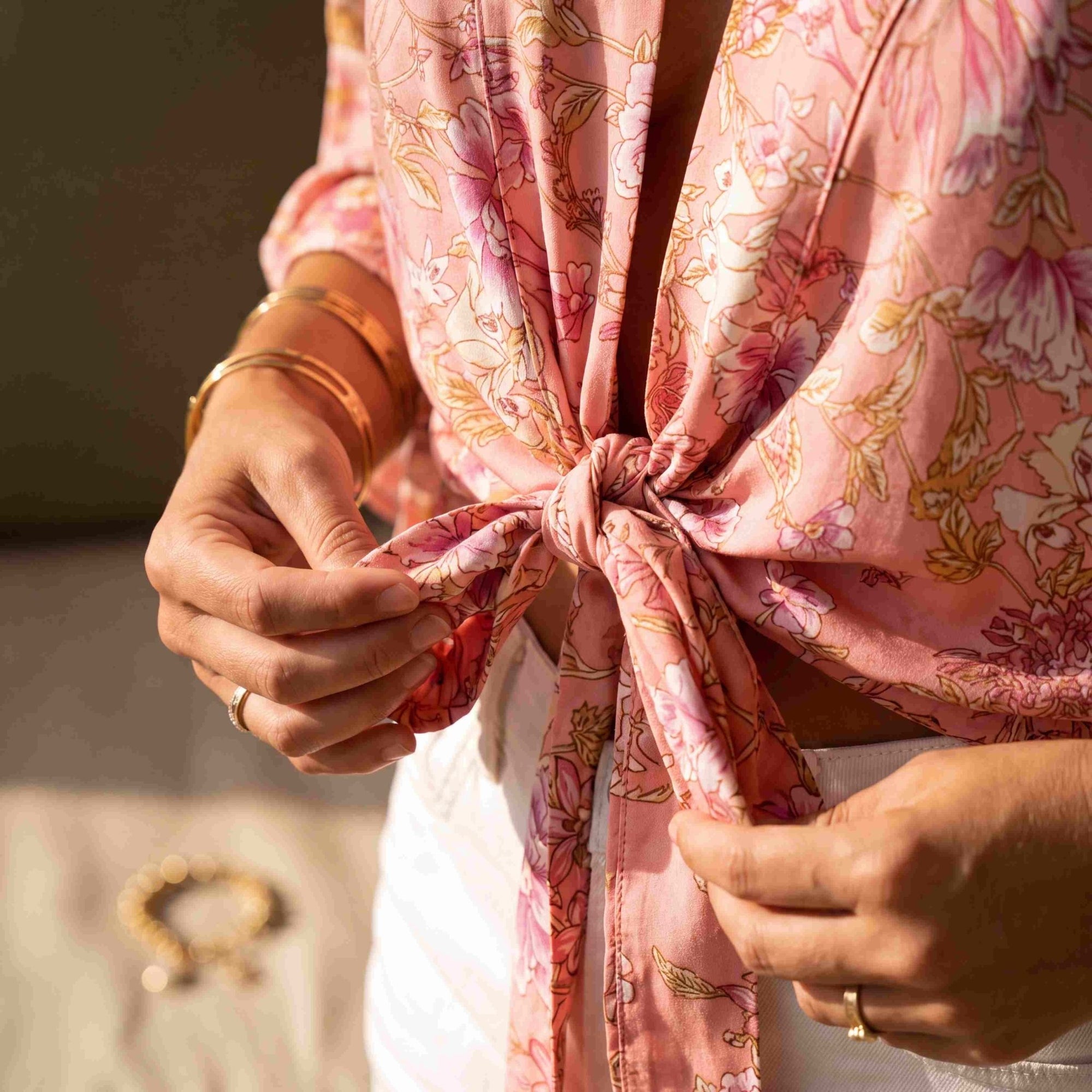 Giulia – Rose : Kimono court d’été, léger et élégant - Amboria