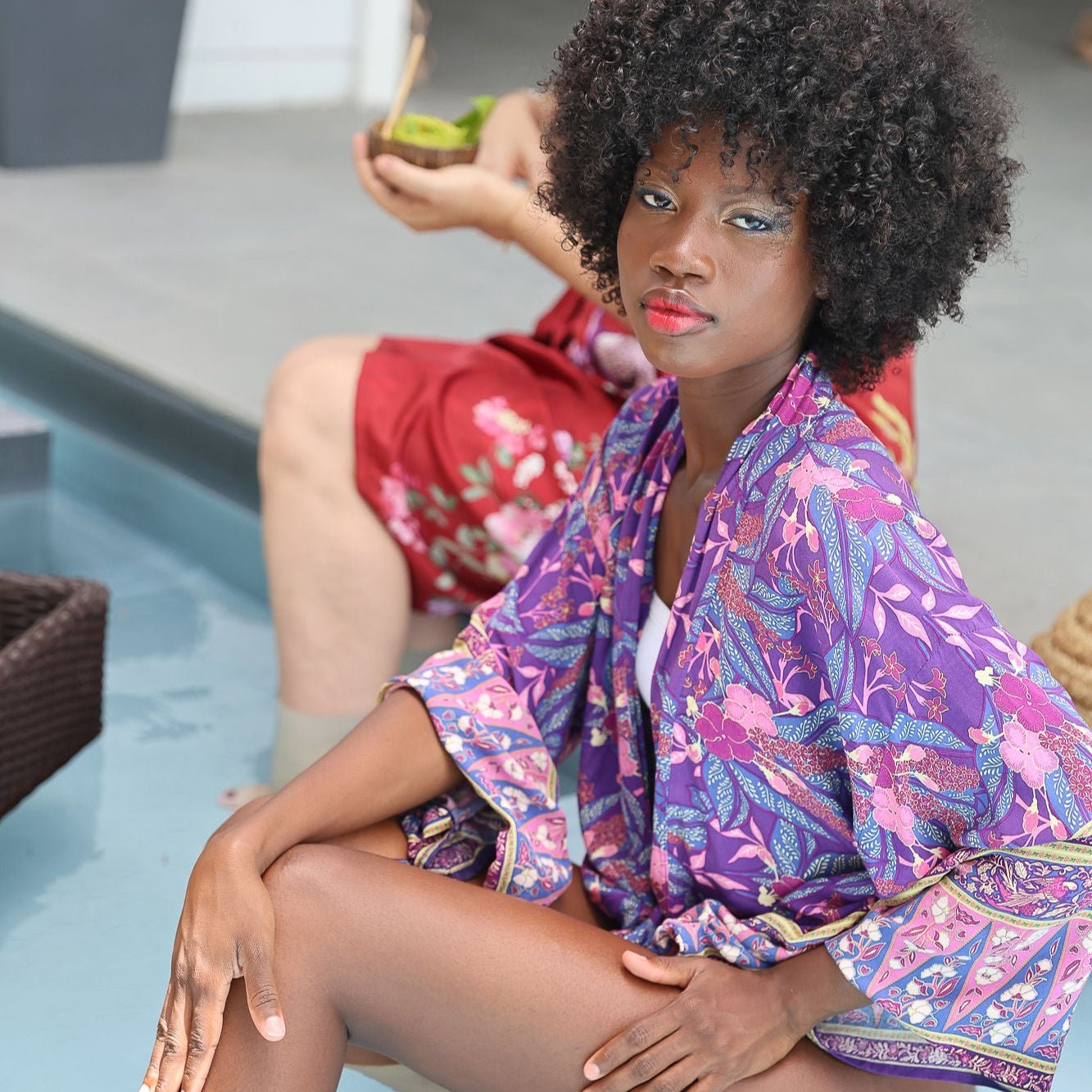 Giulia – Violet : Kimono court d’été, léger et élégant - Amboria