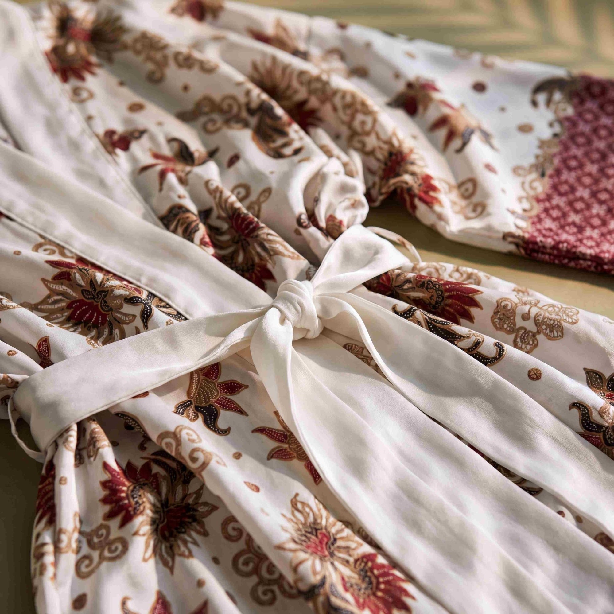 Nusa – Blanc fleuri : Kimono mi-long en soie - Amboria