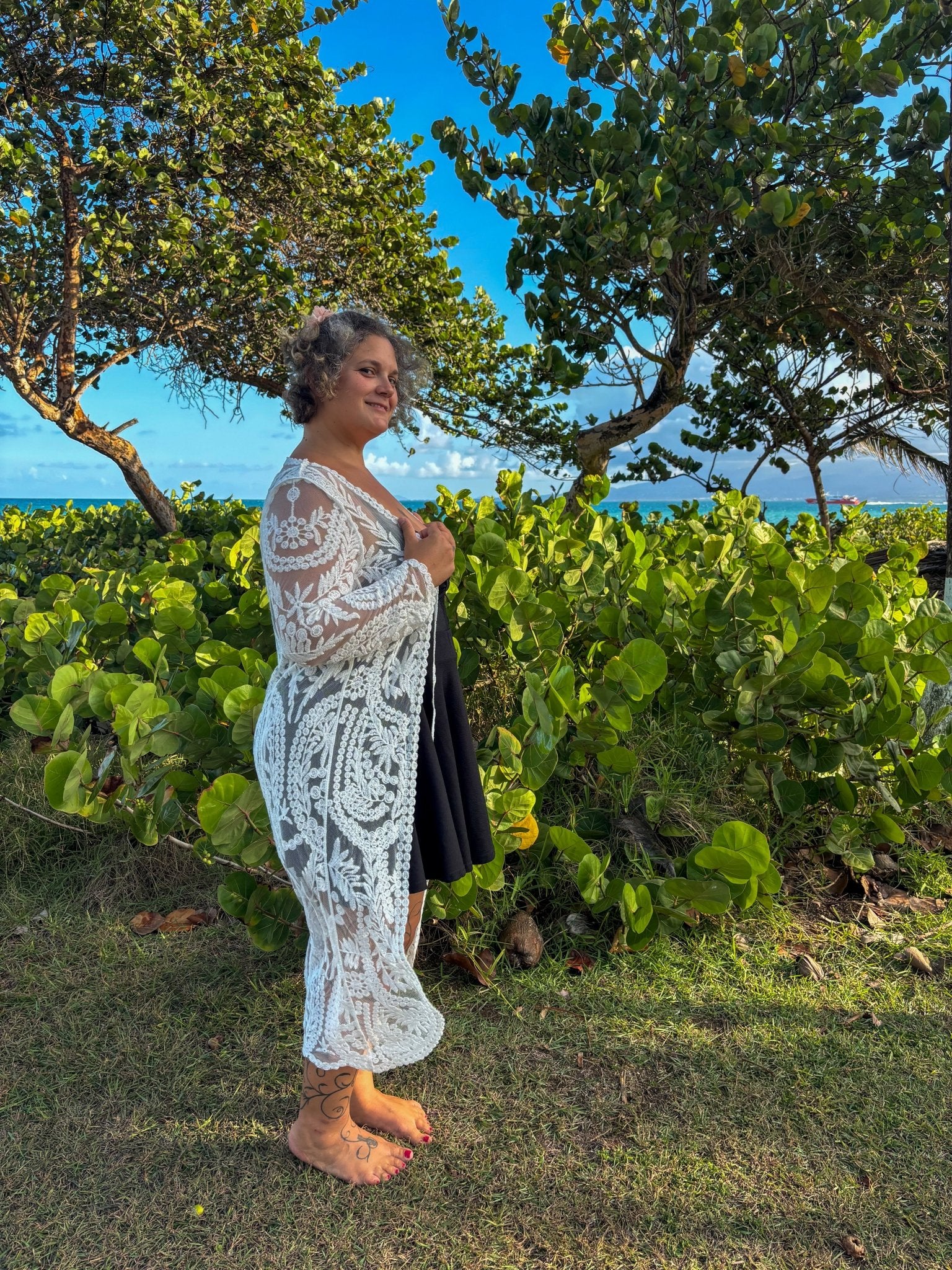 Romy - Kimono long en broderie dentelle, élégance et légèreté - Amboria