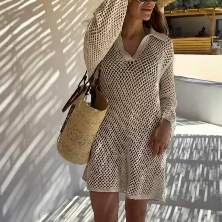 Soléa — Robe de plage dorée en maille légère - Amboria