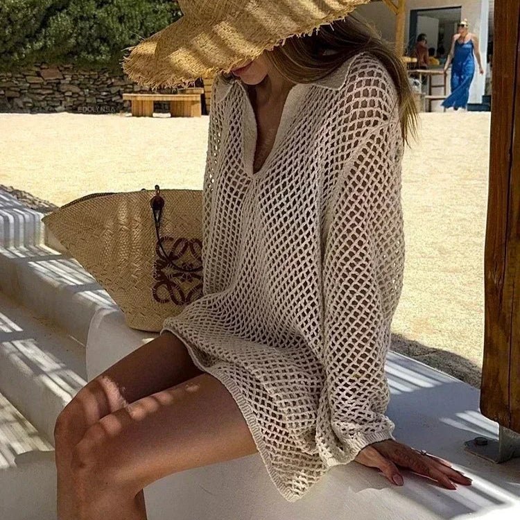 Soléa — Robe de plage dorée en maille légère - Amboria