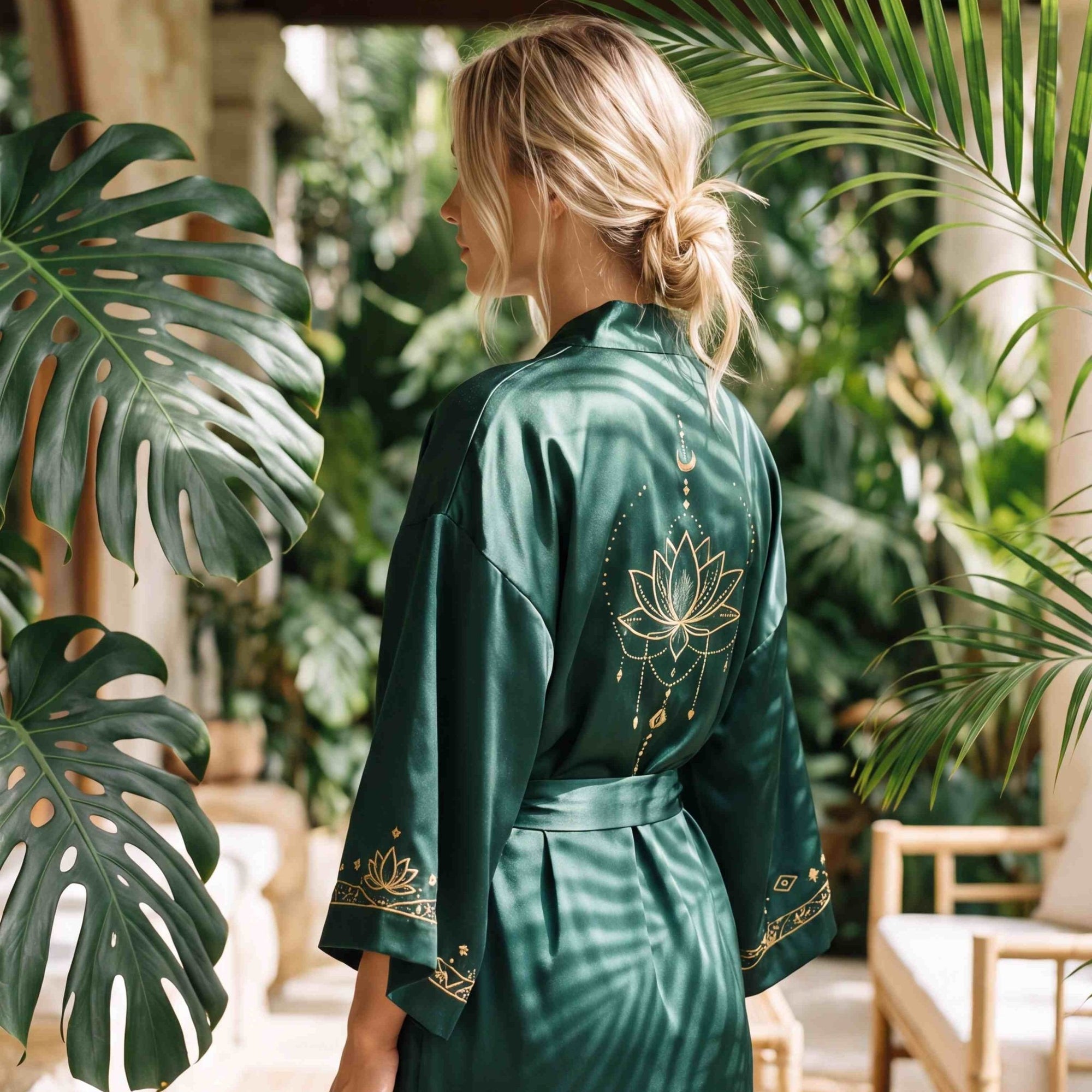 Tirta – Spiritual Edition : Kimono mi-long en soie peint à la main - Amboria