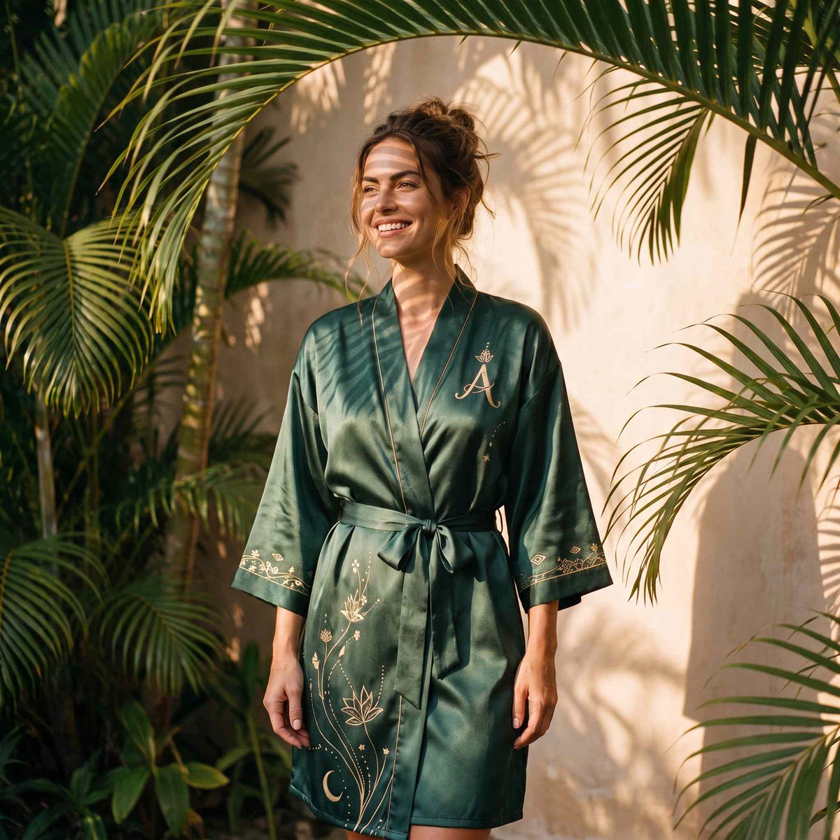 Tirta – Spiritual Edition : Kimono mi-long en soie peint à la main - Amboria