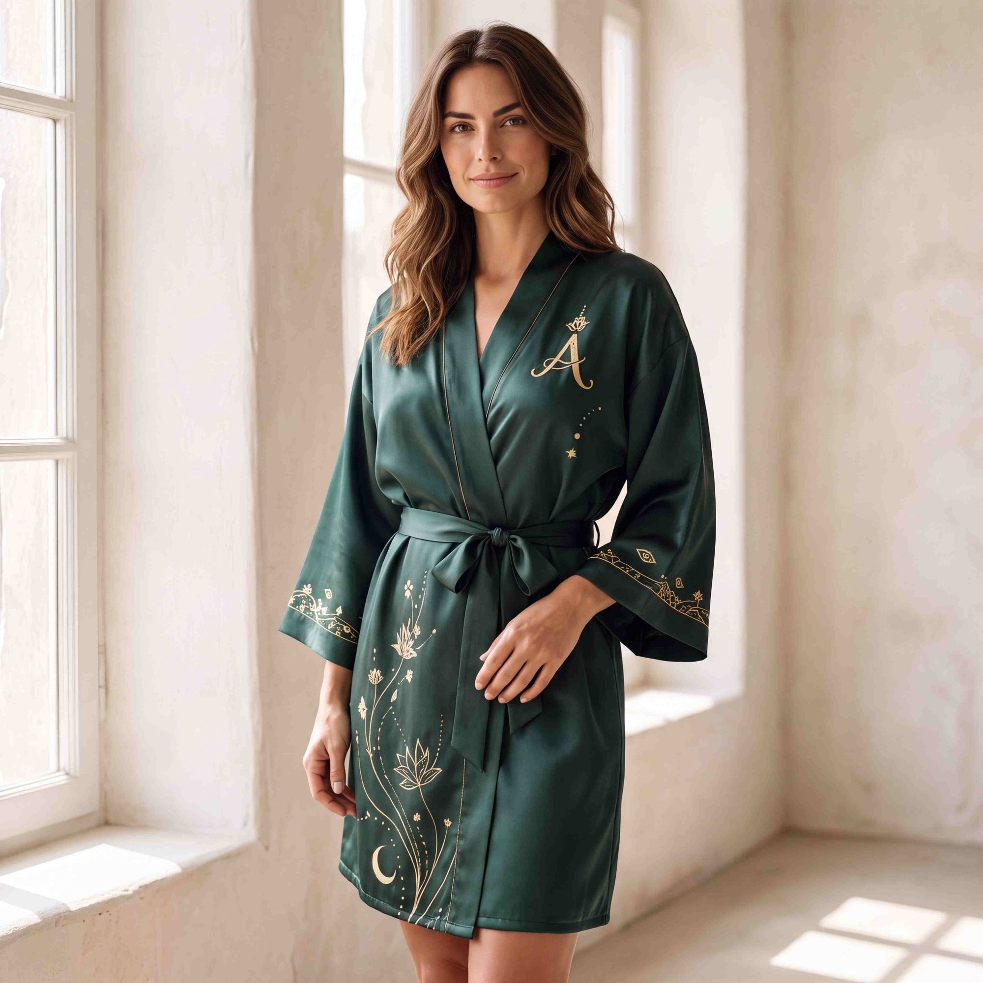 Tirta – Spiritual Edition : Kimono mi-long en soie peint à la main - Amboria