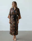 Sanur – Floral Blue: Long Silk Kimono